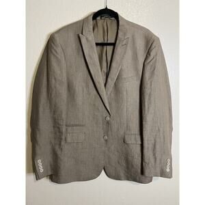 Calvin Klein‎ Men’s Size 44 R Blazer Sport Coat Jacket Tan 100% Linen